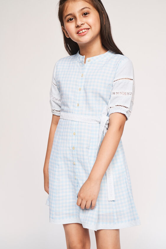 Blue Checks Flared Dress, , image 4